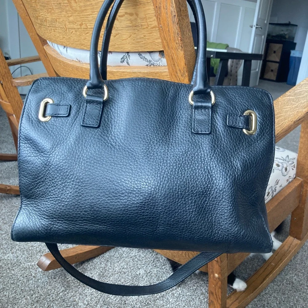Michael Kors Black leather Hamilton satchel handbag shoulder bag